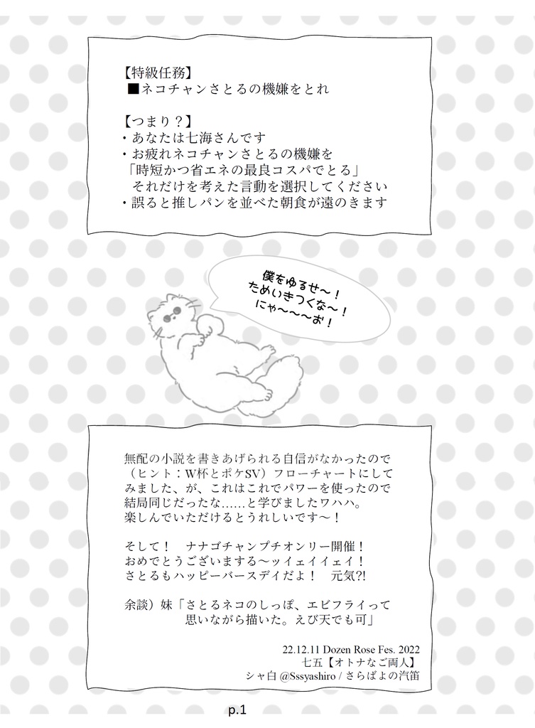 2022年【無配】ネコチャンさとるの機嫌をとるフローチャート