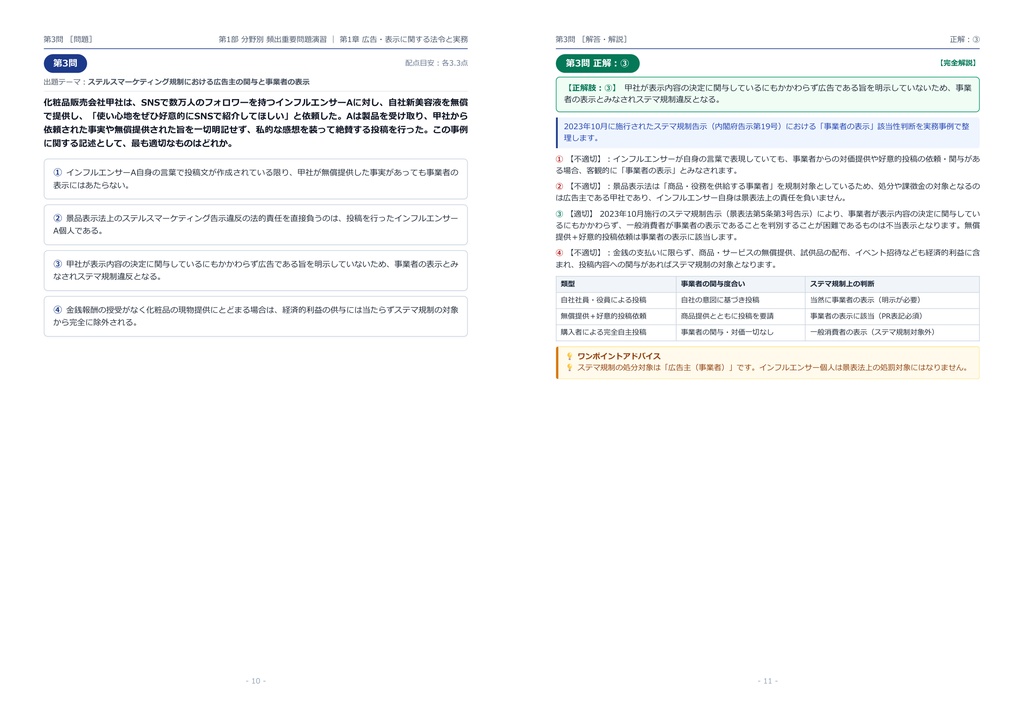 【2026年最新版】マーケティング法務検定® 3級 対策問題集(全210問・詳細解説・要点整理表付き)