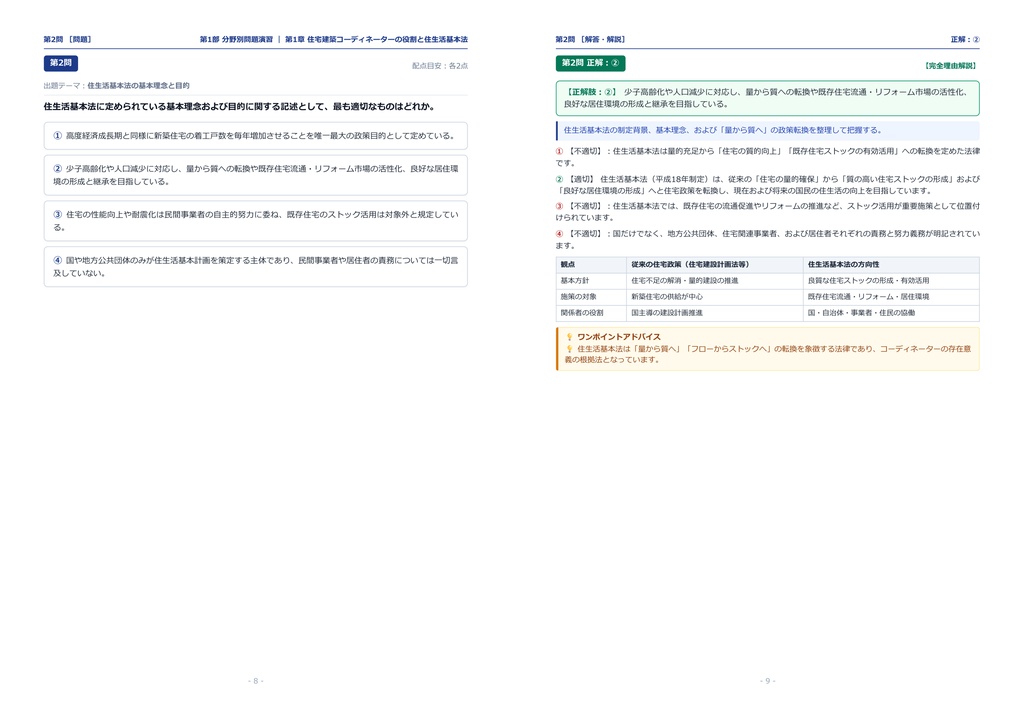 【2026年最新版】住宅建築コーディネーター 対策問題集(全350問・詳細解説・要点整理表付き)