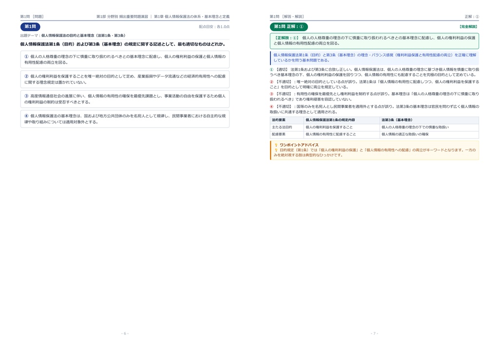 【2026年最新版】個人情報保護実務検定 1級 対策問題集(全350問・詳細解説・要点整理表付き)