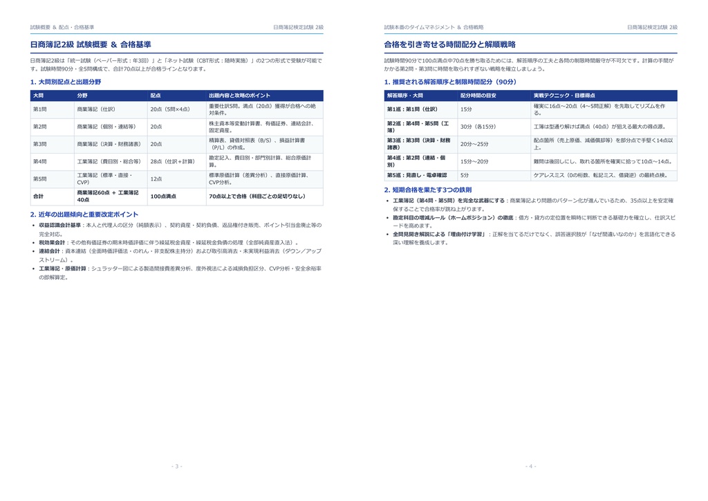 【2026年最新版】日商簿記検定試験 2級 対策問題集(全190問・詳細解説・要点整理表付き)