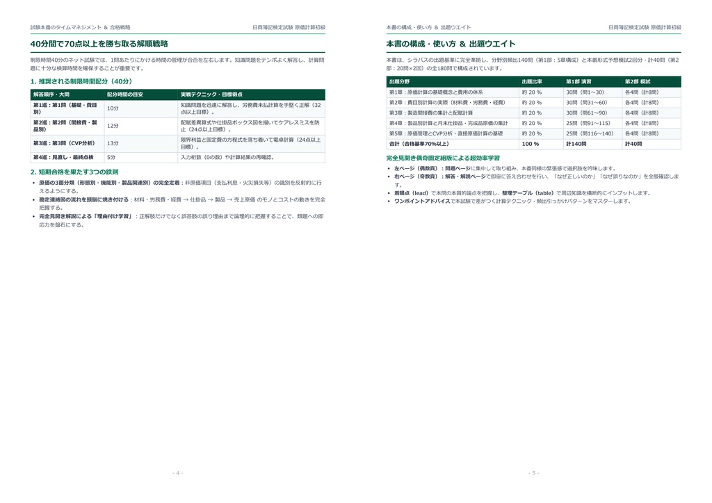 【2026年最新版】日商簿記検定試験 原価計算初級 対策問題集(全180問・詳細解説・要点整理表付き)