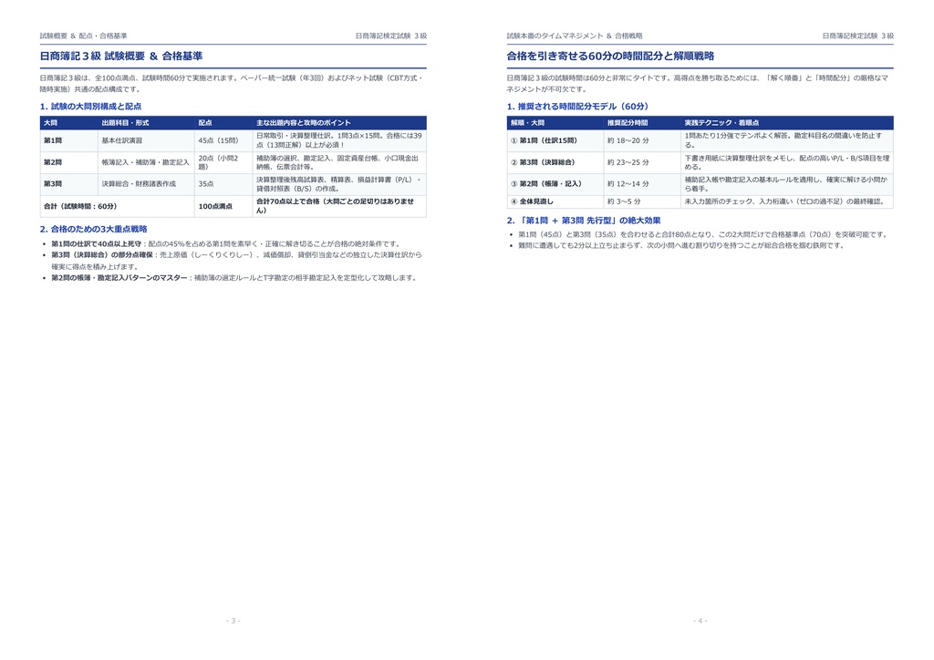 【2026年最新版】日商簿記3級 対策問題集(全180問・詳細解説・要点整理表付き)