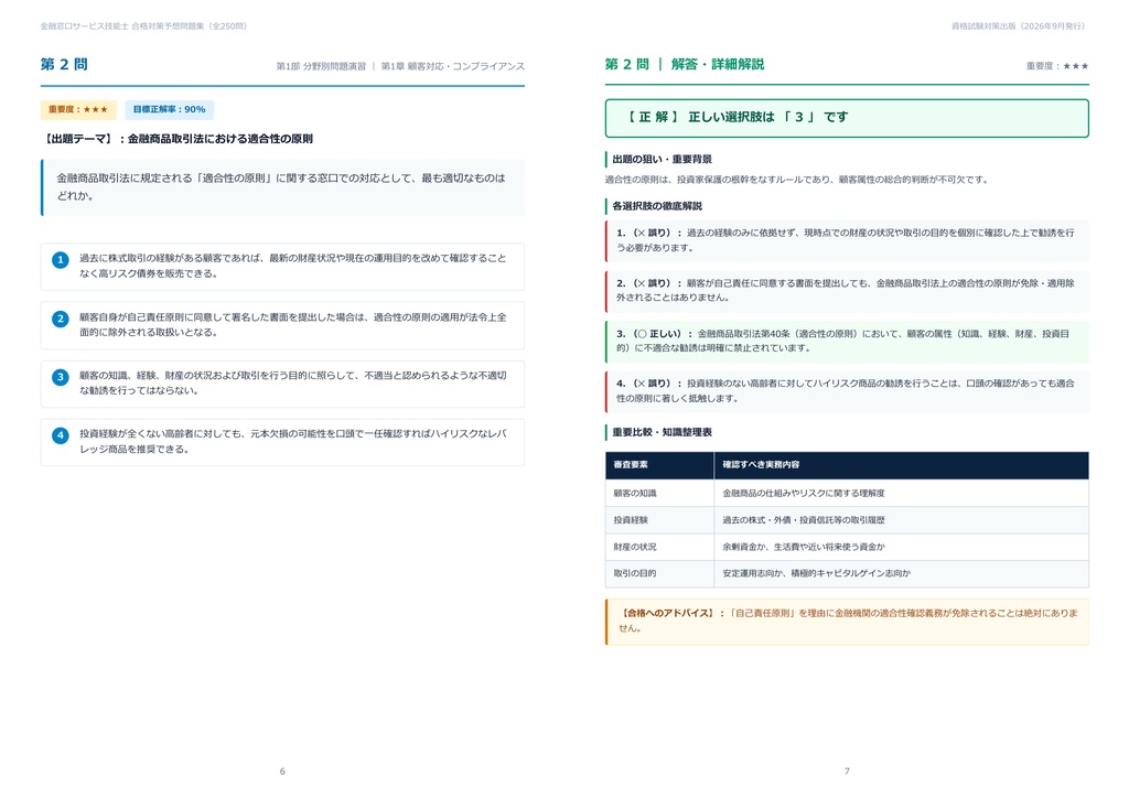 【2026年最新版】金融窓口サービス技能士 対策問題集(全250問・詳細解説・要点整理表付き)