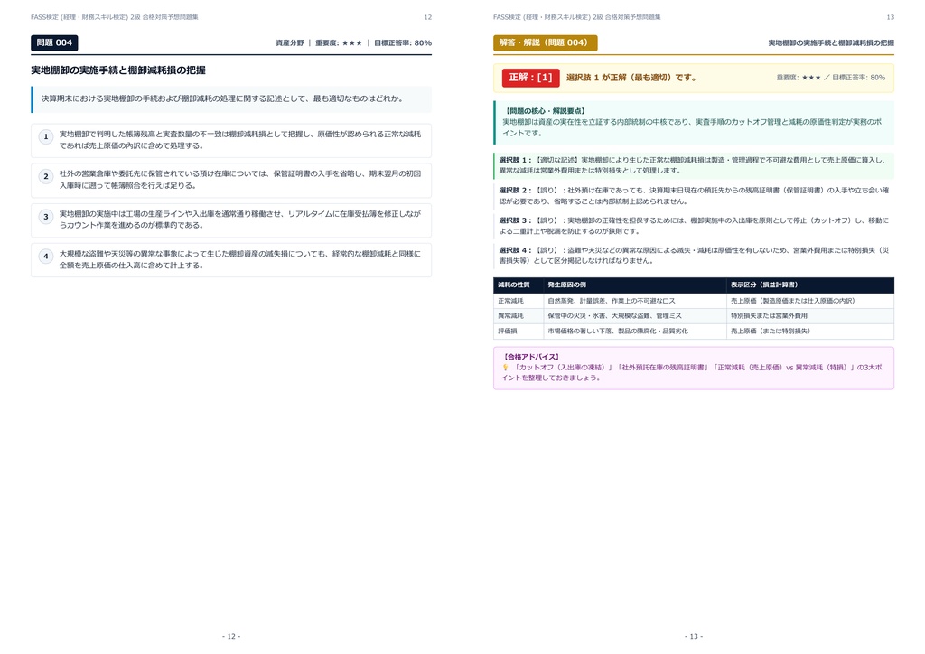 【2026年最新版】FASS検定 (経理・財務スキル検定) 2級 対策問題集(全280問・詳細解説・要点整理表付き)