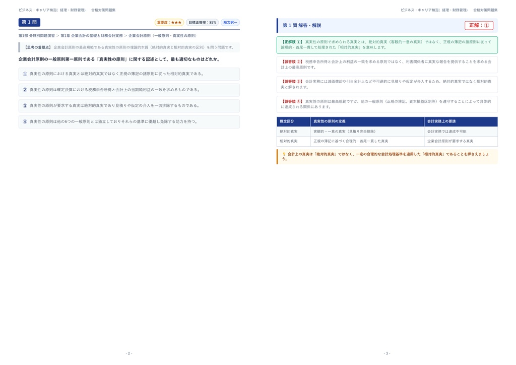 【2026年最新版】ビジネス・キャリア検定(経理・財務管理) 対策問題集(全300問・詳細解説・要点整理表付き)