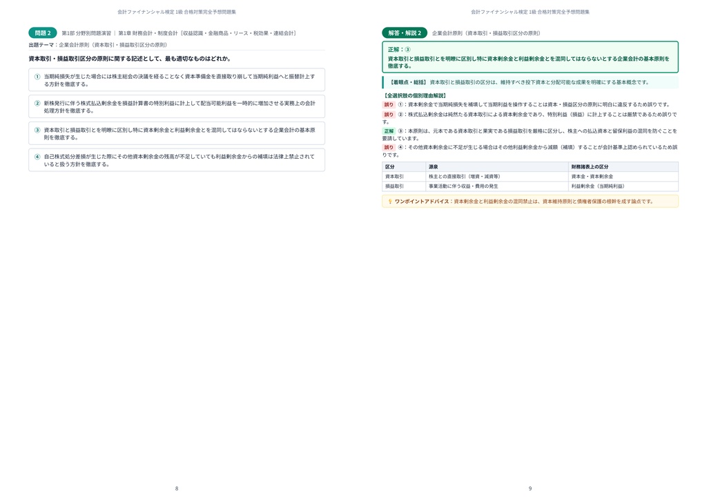 【2026年最新版】会計ファイナンシャル検定 1級 対策問題集(全360問・詳細解説・要点整理表付き)