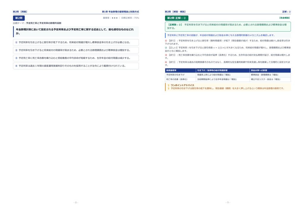 【2026年最新版】年金数理人 対策問題集(全300問・詳細解説・要点整理表付き)