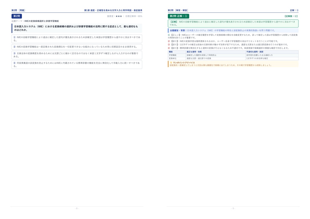 【2026年最新版】コンピュータサービス技能評価試験(CS試験) ワープロ部門 2級 対策問題集(全210問・詳細解説・要点整理表付き)