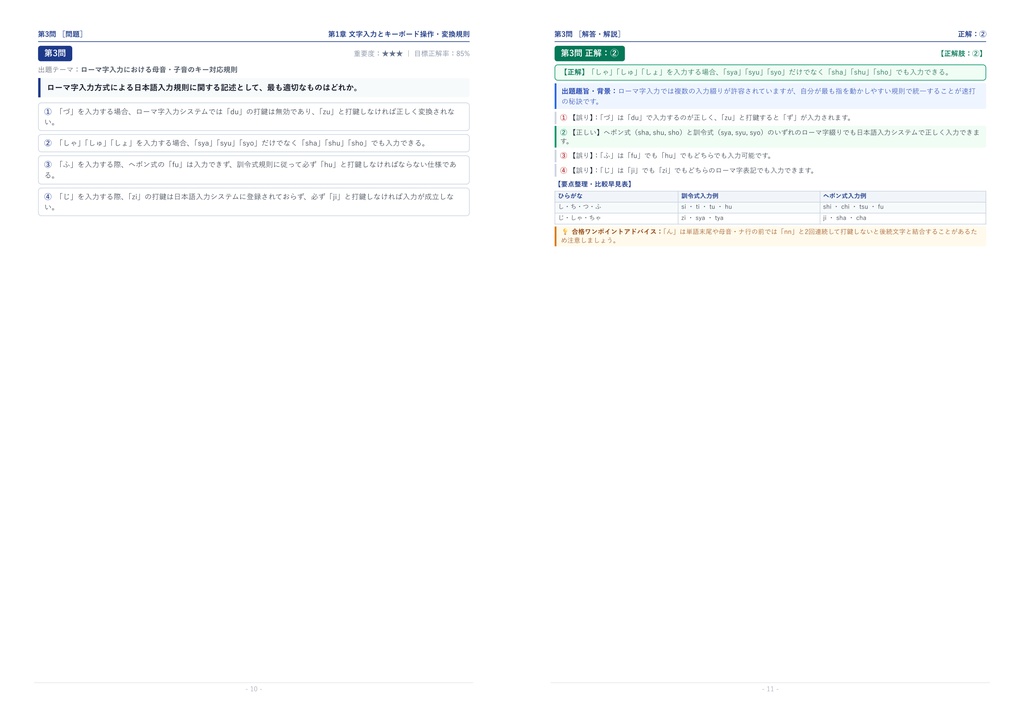 【2026年最新版】コンピュータサービス技能評価試験(CS試験) ワープロ部門 3級 対策問題集(全180問・詳細解説・要点整理表付き)