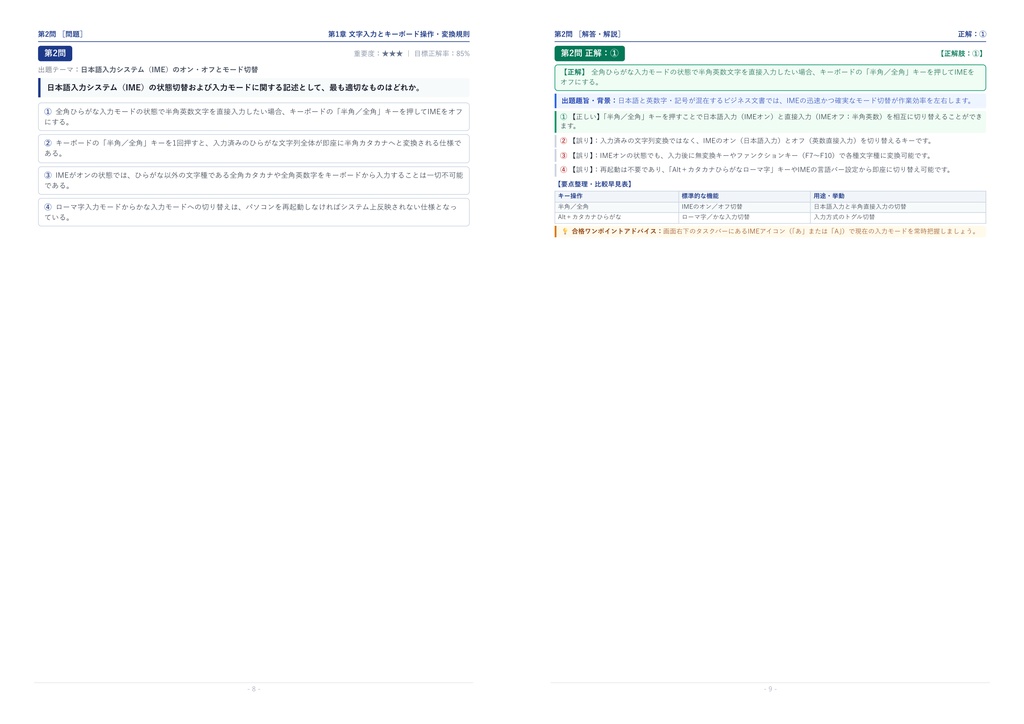 【2026年最新版】コンピュータサービス技能評価試験(CS試験) ワープロ部門 3級 対策問題集(全180問・詳細解説・要点整理表付き)