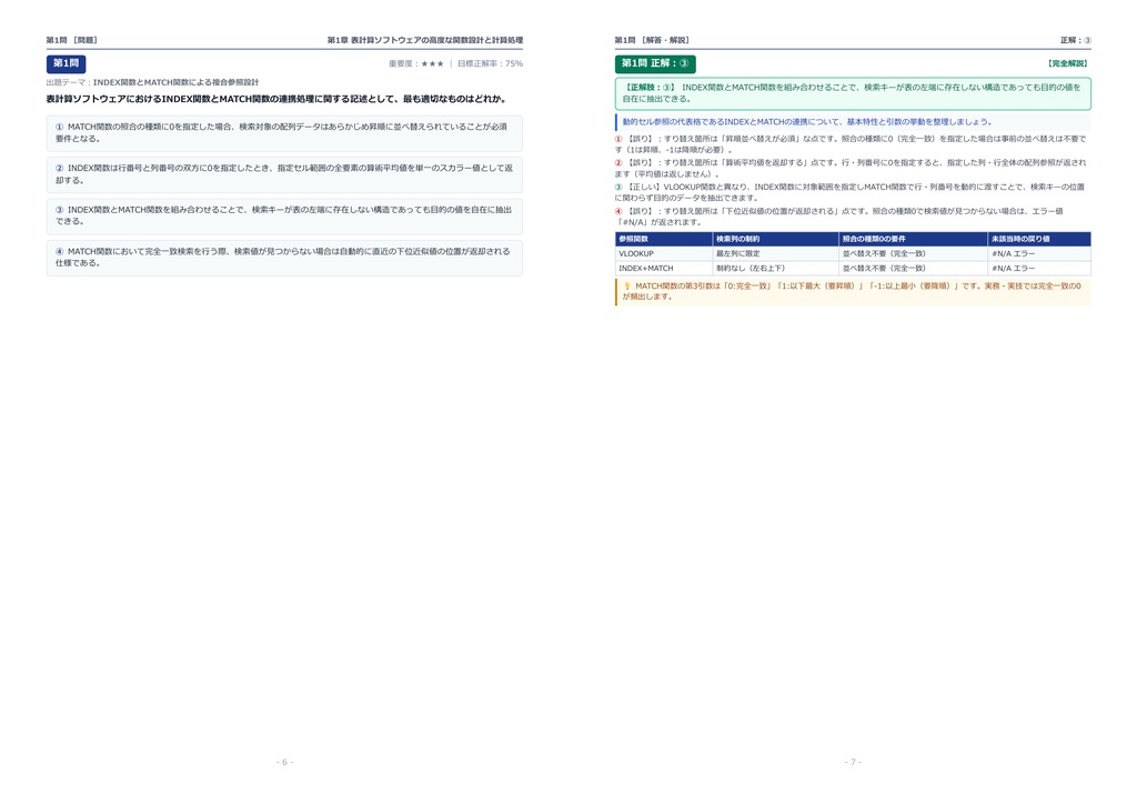 【2026年最新版】コンピュータサービス技能評価試験(CS試験) 表計算部門 1級 対策問題集(全35問・詳細解説・要点整理表付き)