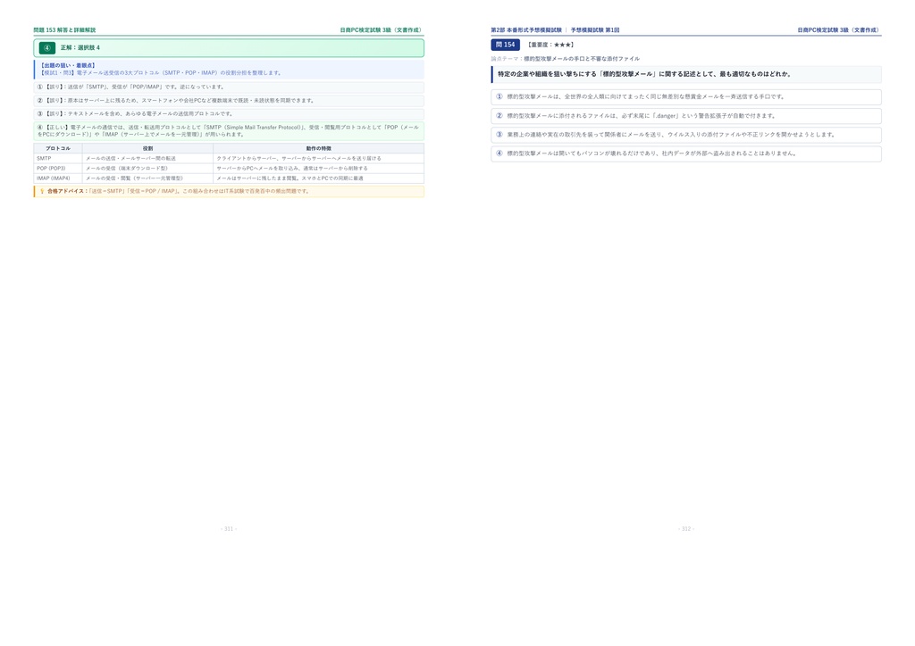 【2026年最新版】日商PC検定試験 文書作成 3級 対策問題集(全210問・詳細解説・要点整理表付き)