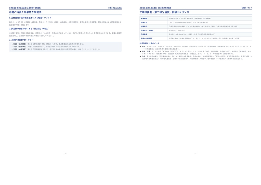 【2026年最新版】工事担任者(第二級光通信) 対策問題集(全350問・詳細解説・要点整理表付き)