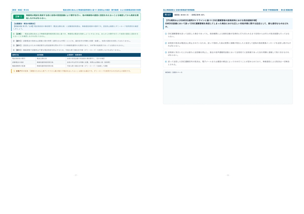 【2026年最新版】海上無線通信士 対策問題集(全35問・詳細解説・要点整理表付き)