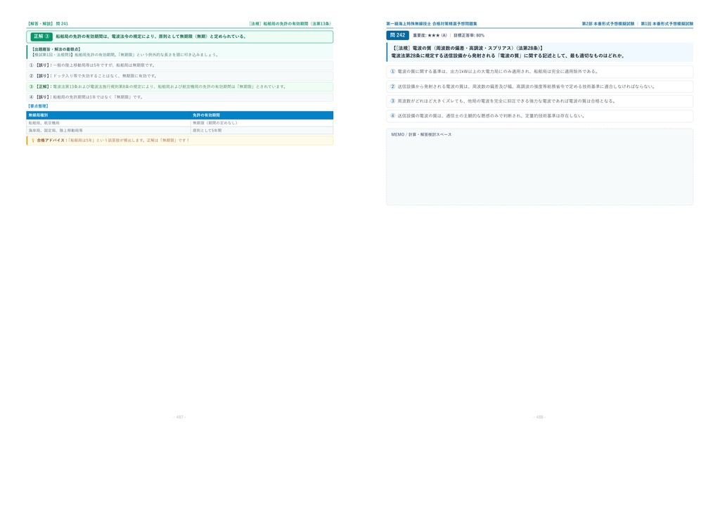 【2026年最新版】第一級海上特殊無線技士 対策問題集(全296問・詳細解説・要点整理表付き)