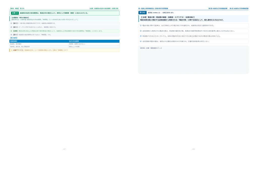 【2026年最新版】第一級海上特殊無線技士 対策問題集(全296問・詳細解説・要点整理表付き)