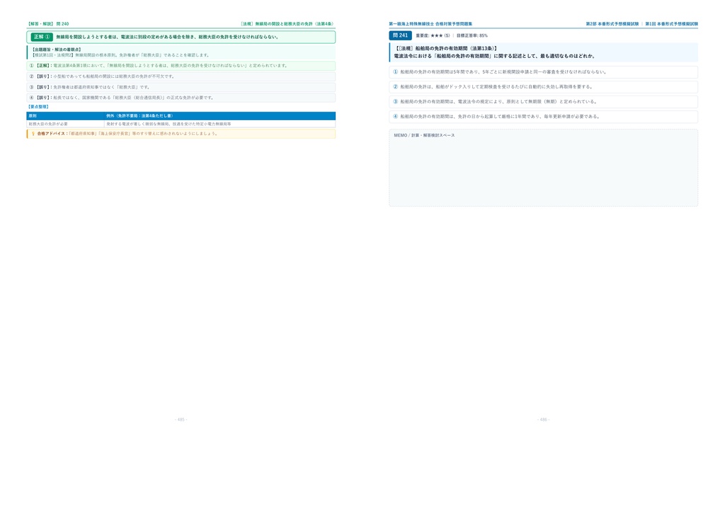 【2026年最新版】第一級海上特殊無線技士 対策問題集(全296問・詳細解説・要点整理表付き)
