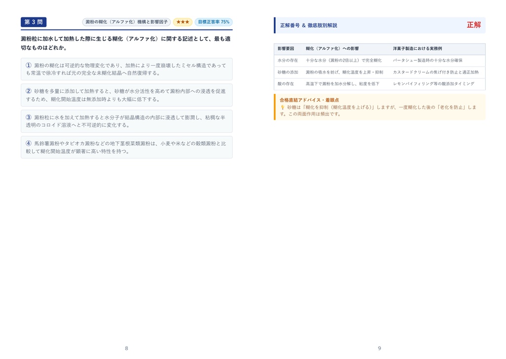 【2026年最新版】菓子製造技能士 2級(洋菓子製造作業) 対策問題集(全250問・詳細解説・要点整理表付き)
