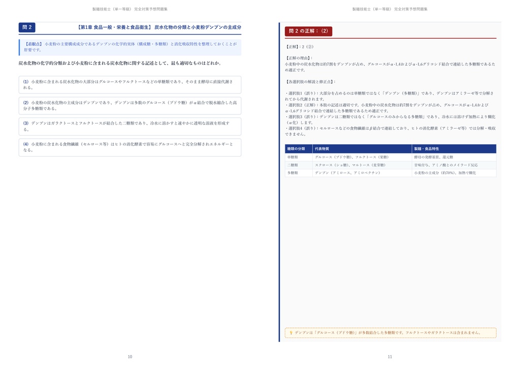 【2026年最新版】製麺技能士 対策問題集(全250問・詳細解説・要点整理表付き)