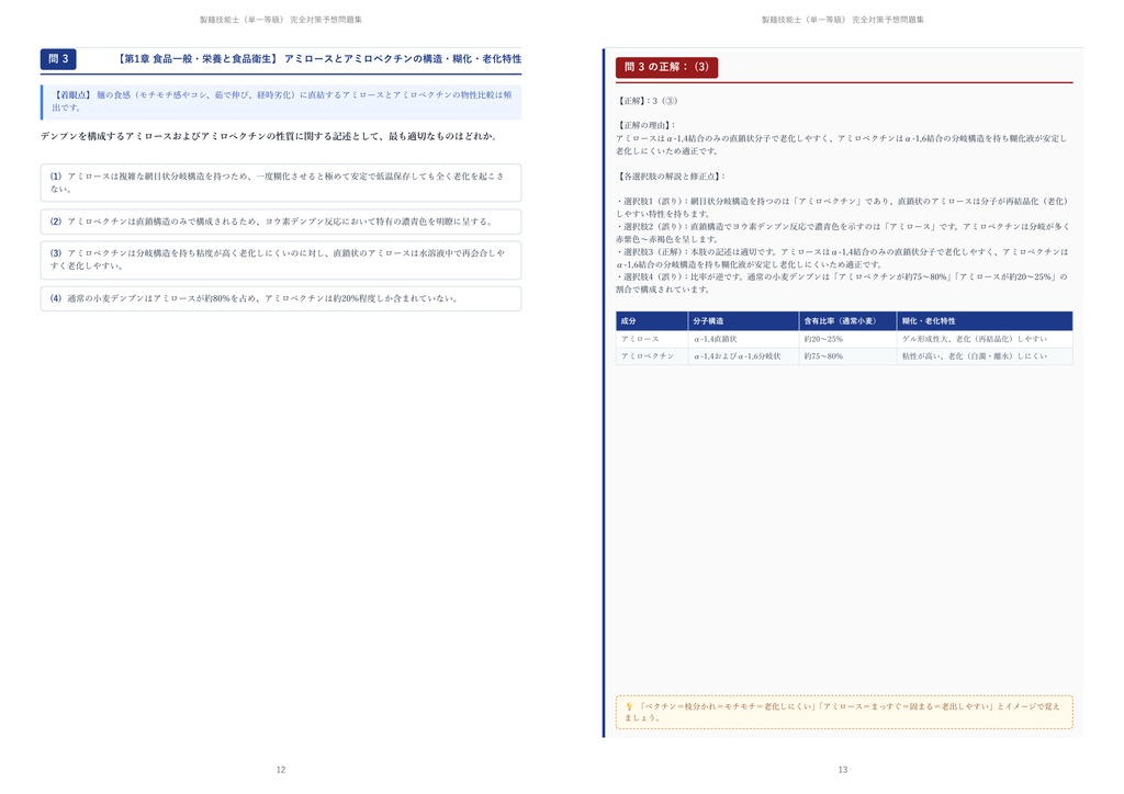 【2026年最新版】製麺技能士 対策問題集(全250問・詳細解説・要点整理表付き)