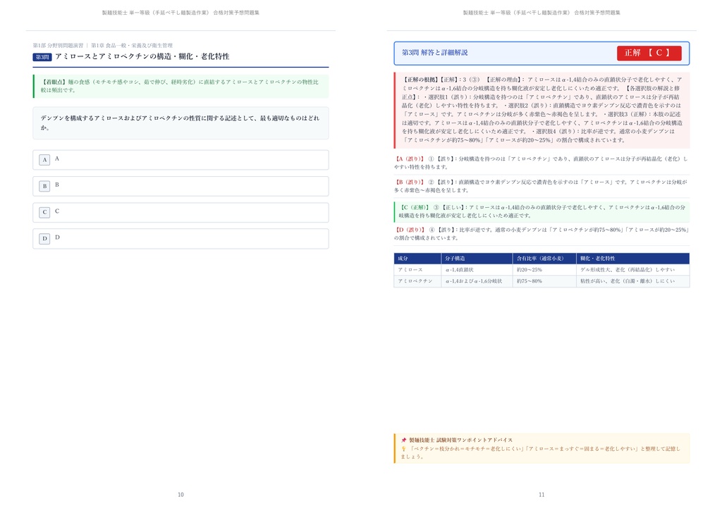 【2026年最新版】製麺技能士 単一等級(手延べ干し麺製造作業) 対策問題集(全250問・詳細解説・要点整理表付き)