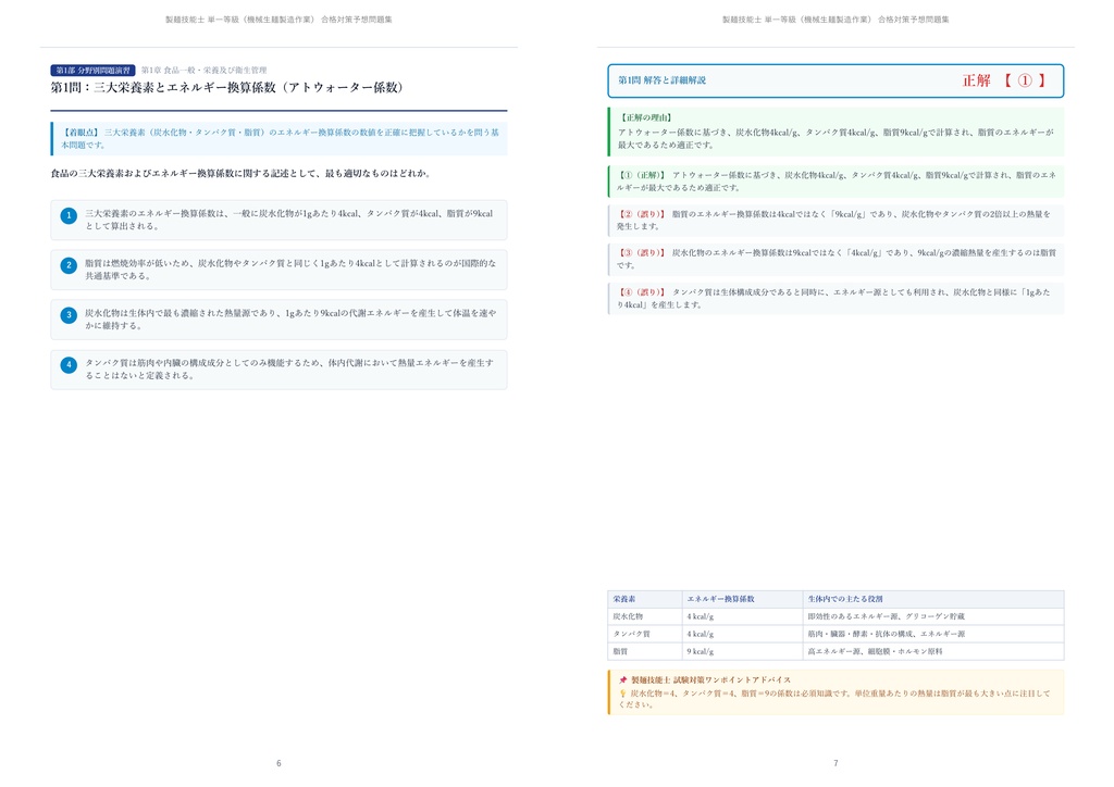【2026年最新版】製麺技能士 単一等級(機械生麺製造作業) 対策問題集(全250問・詳細解説・要点整理表付き)