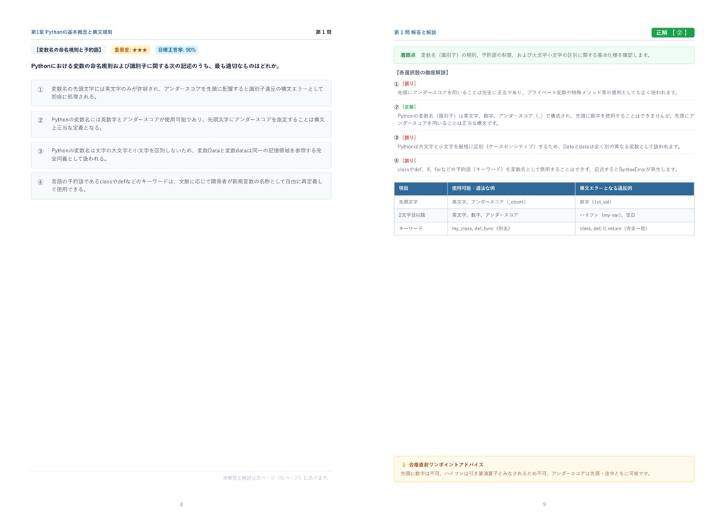 【2026年最新版】Python試験 3級 対策問題集(全210問・詳細解説・要点整理表付き)