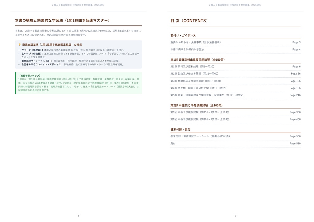【2026年最新版】2級みそ製造技能士 対策問題集(全250問・詳細解説・要点整理表付き)