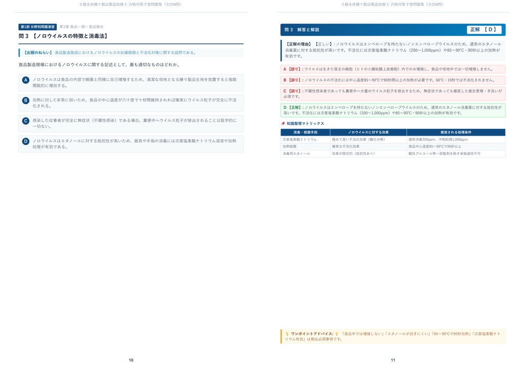 【2026年最新版】2級水産練り製品製造技能士 対策問題集(全250問・詳細解説・要点整理表付き)