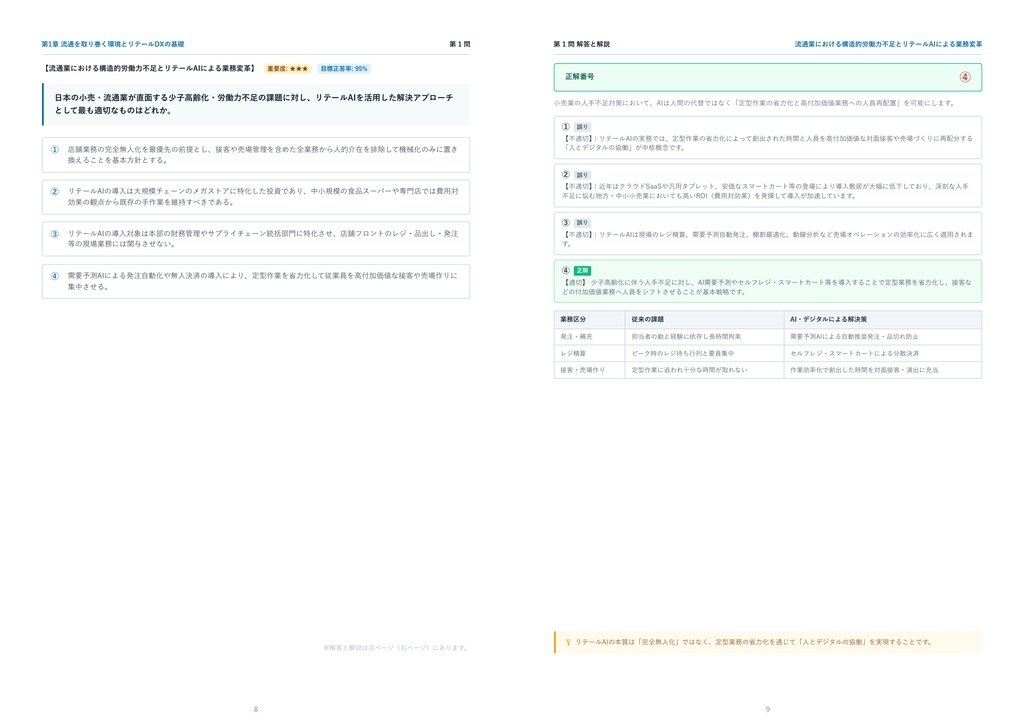 【2026年最新版】リテールAI検定 2級 完全合格問題集(全180問・詳細解説・インフォグラフィック図解付き)