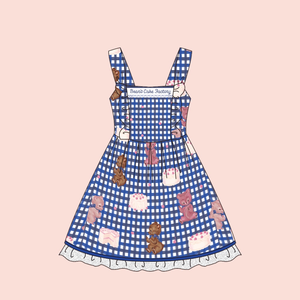 ドレス/青(Blue)/"BEARS CAKE FACTORY" Dress
