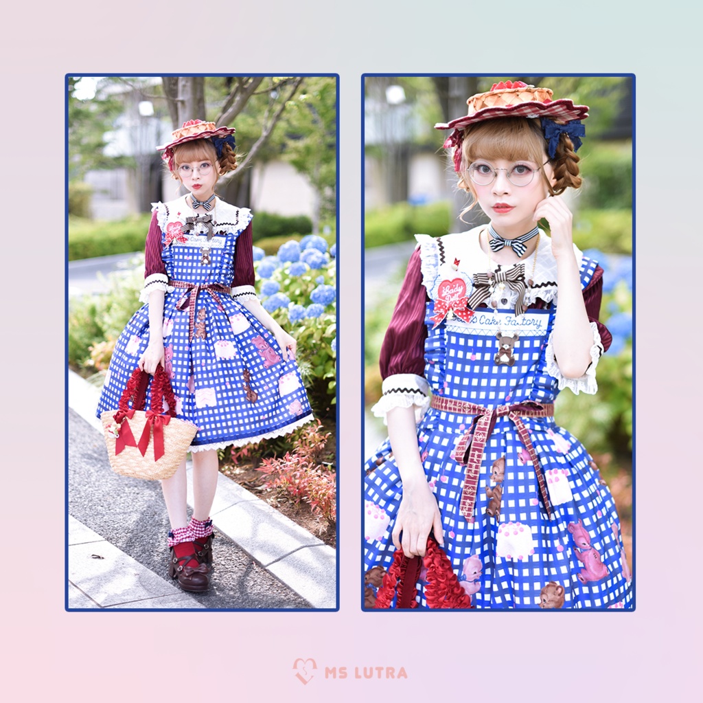 ドレス/青(Blue)/"BEARS CAKE FACTORY" Dress