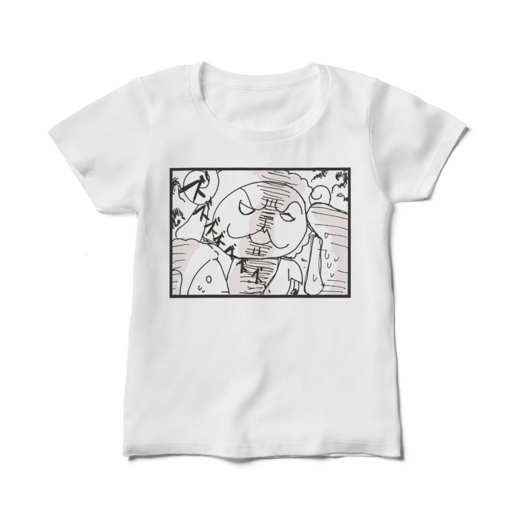 【ひつじまんがTシャツ】メンチ切り(白/レディース)