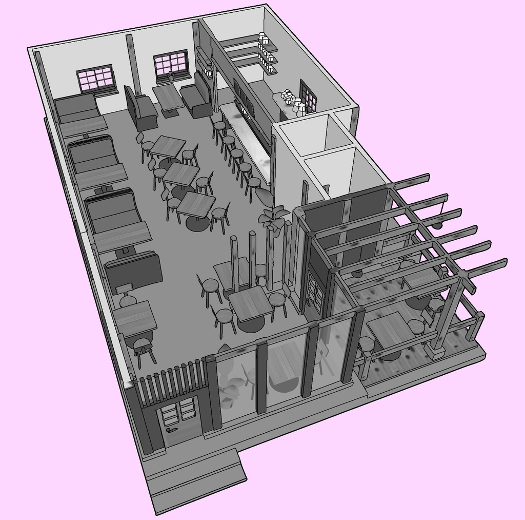 【3D素材】おしゃれなカフェ