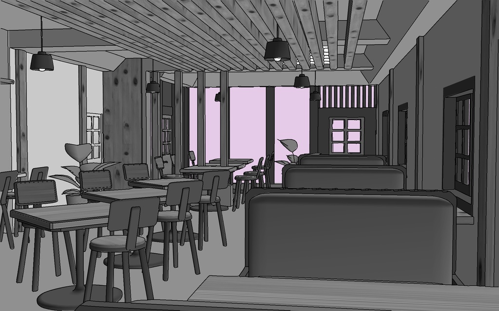 【3D素材】おしゃれなカフェ