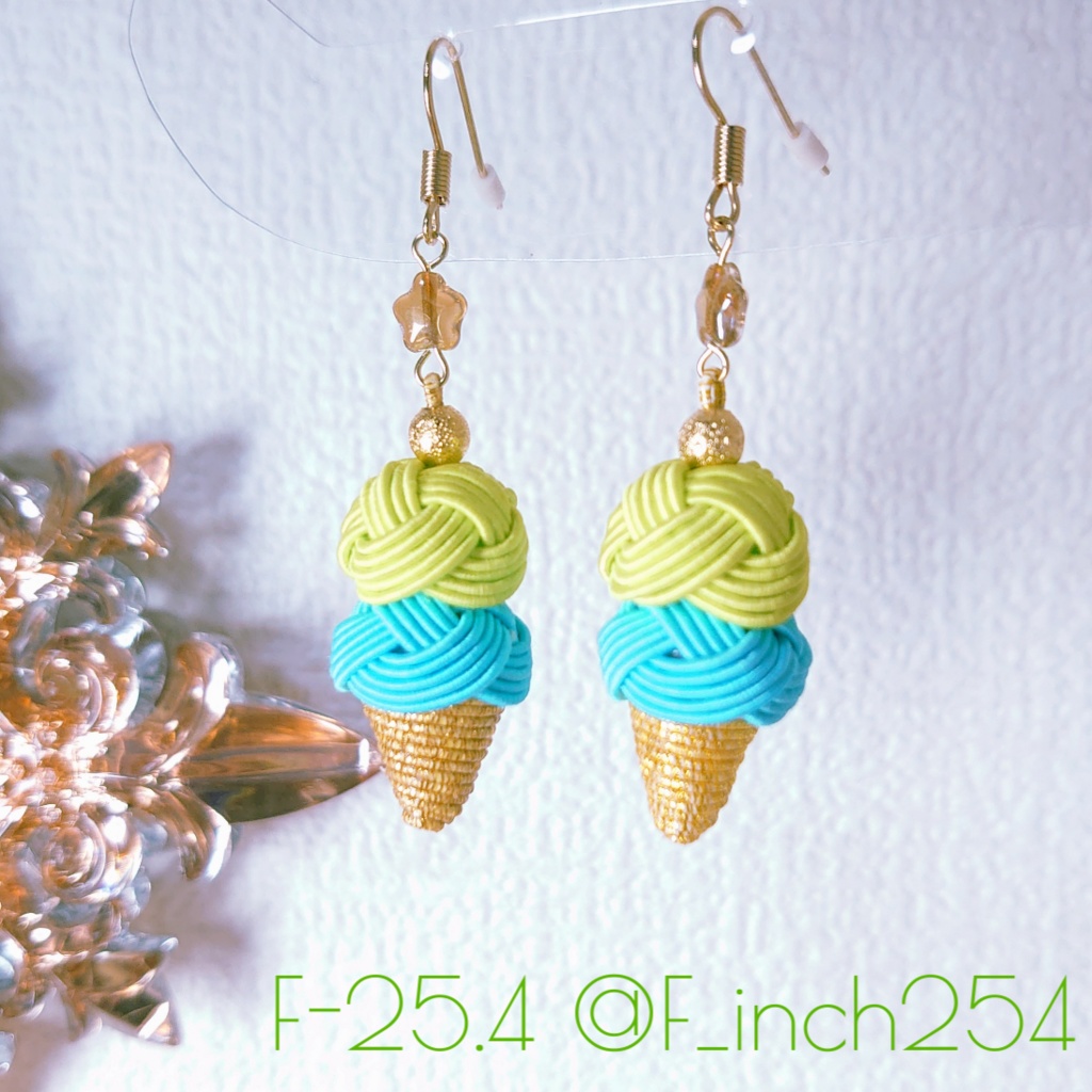 水引 あいすくりぃむ ピアス (ソーダ・ライム)