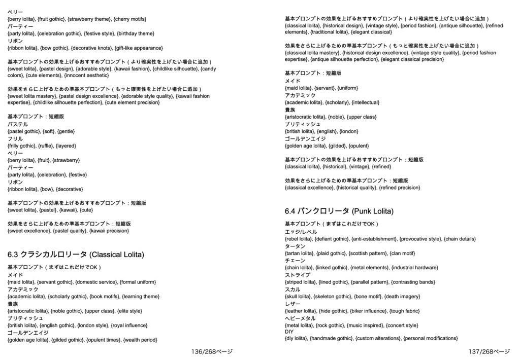 衣装・髪型・アクセサリー系プロンプト辞典【NovelAIメイン】