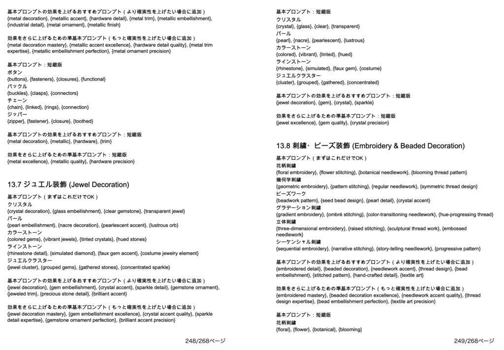 衣装・髪型・アクセサリー系プロンプト辞典【NovelAIメイン】