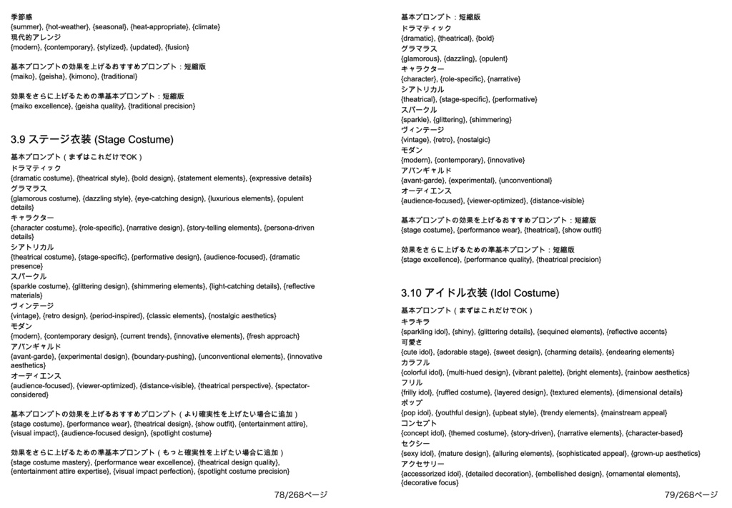 衣装・髪型・アクセサリー系プロンプト辞典【NovelAIメイン】