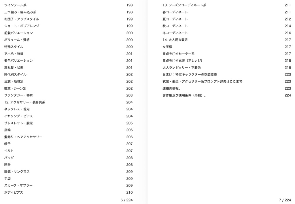 衣装・髪型・アクセサリー系プロンプト辞典【NovelAIメイン】