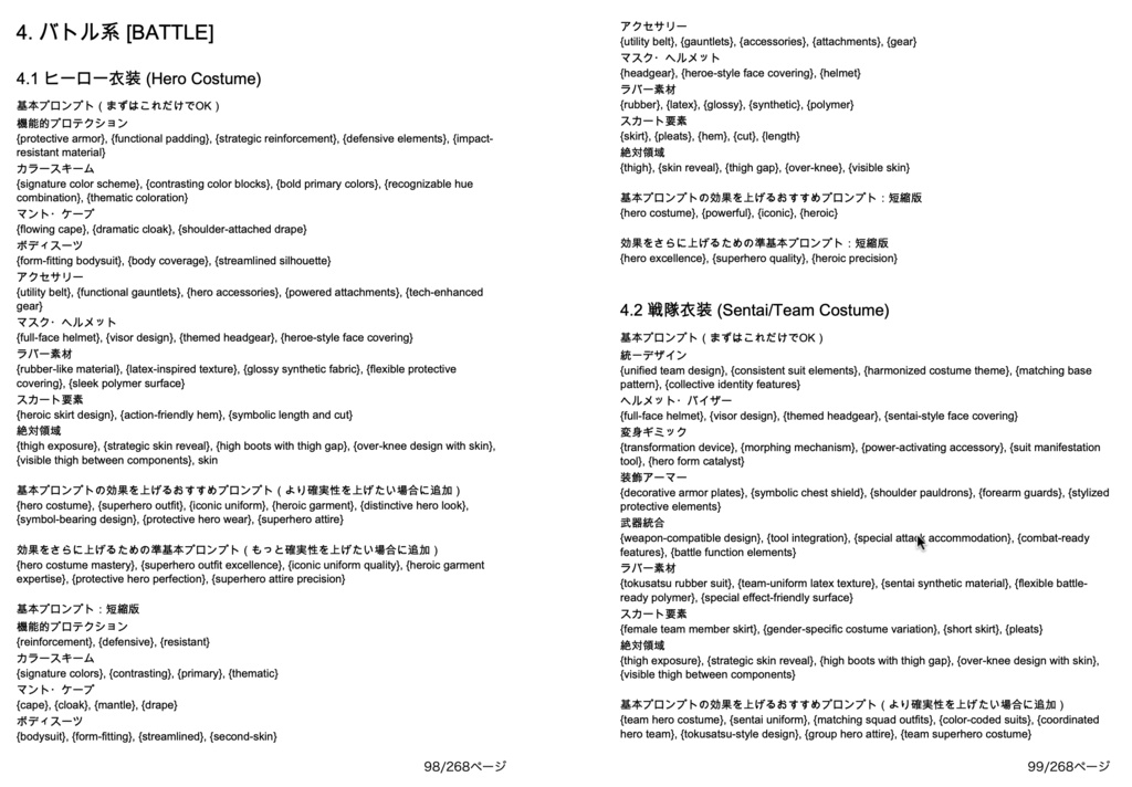 衣装・髪型・アクセサリー系プロンプト辞典【NovelAIメイン】