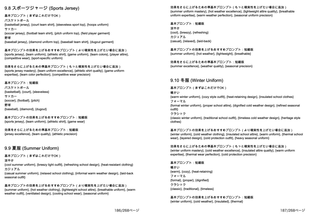 衣装・髪型・アクセサリー系プロンプト辞典【NovelAIメイン】