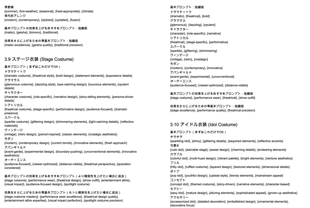 衣装・髪型・アクセサリー系プロンプト辞典【NovelAIメイン】