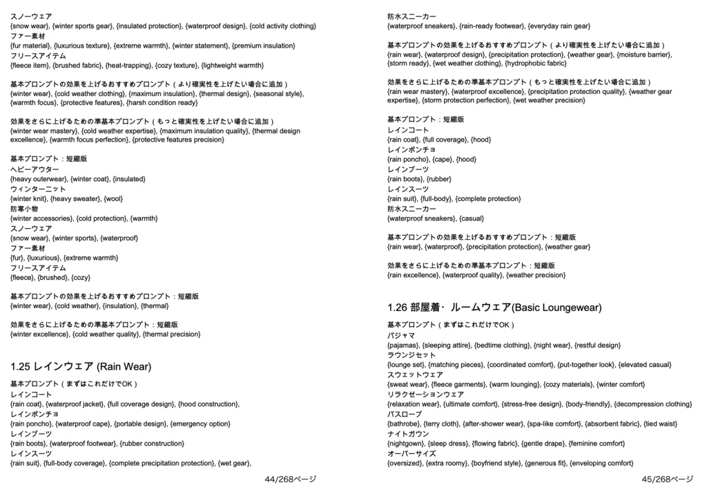 衣装・髪型・アクセサリー系プロンプト辞典【NovelAIメイン】