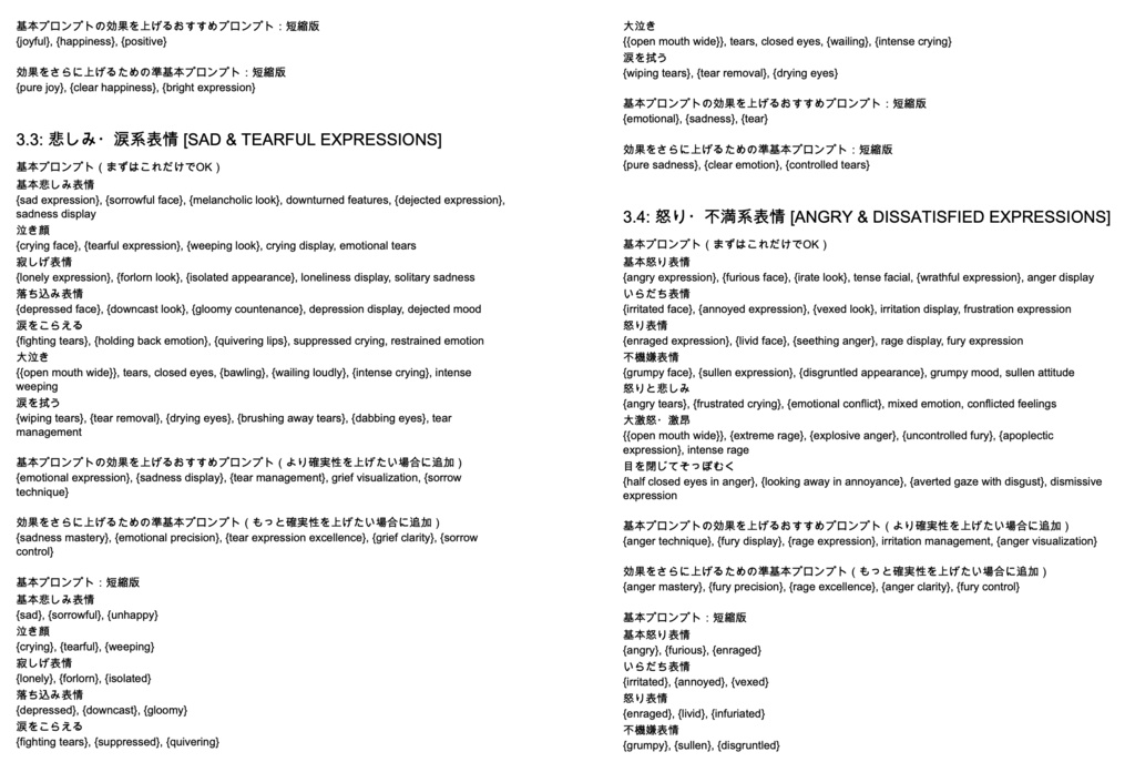 表情・ポージング・日常動作系プロンプト辞典【NovelAIメイン】