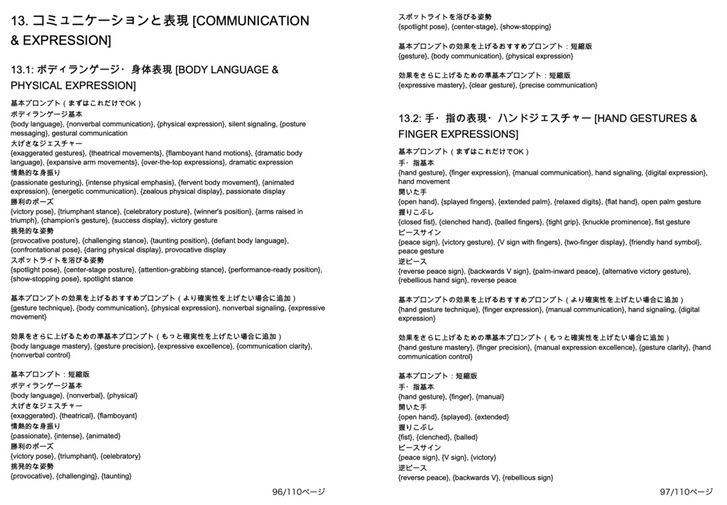 表情・ポージング・日常動作系プロンプト辞典【NovelAIメイン】