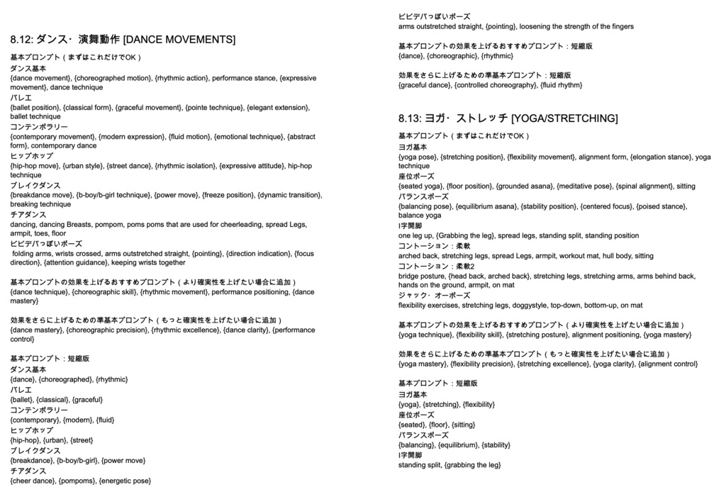 表情・ポージング・日常動作系プロンプト辞典【NovelAIメイン】