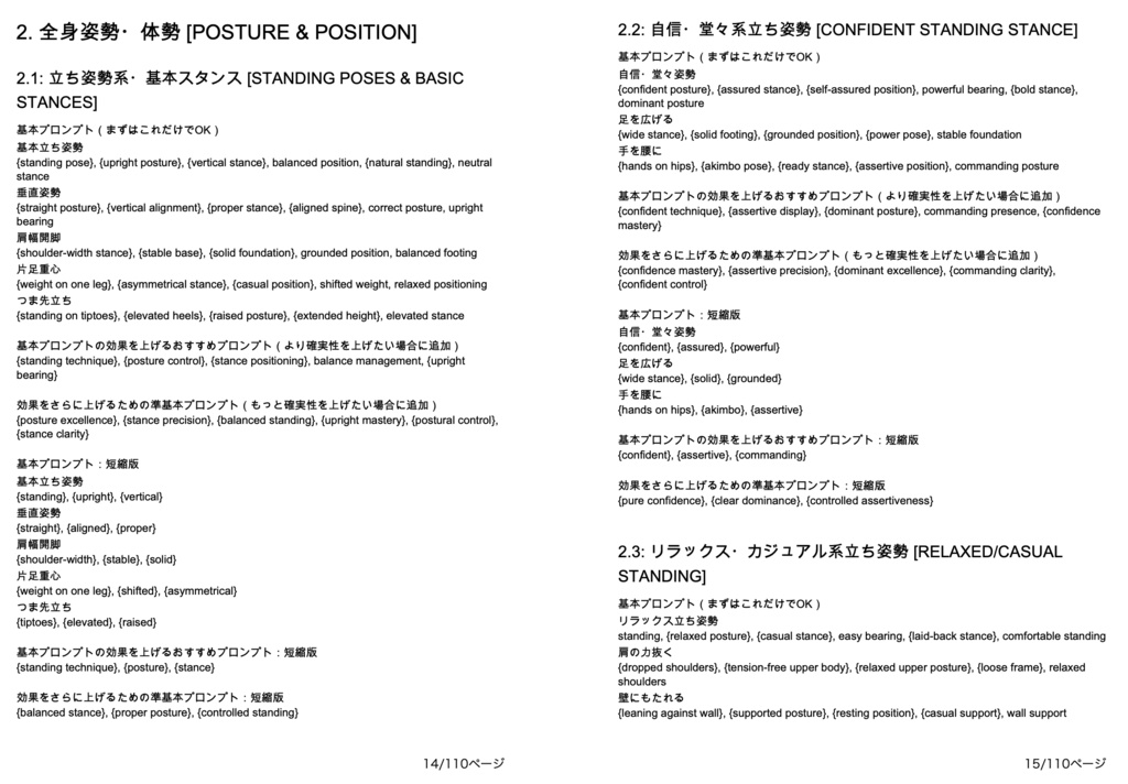 表情・ポージング・日常動作系プロンプト辞典【NovelAIメイン】