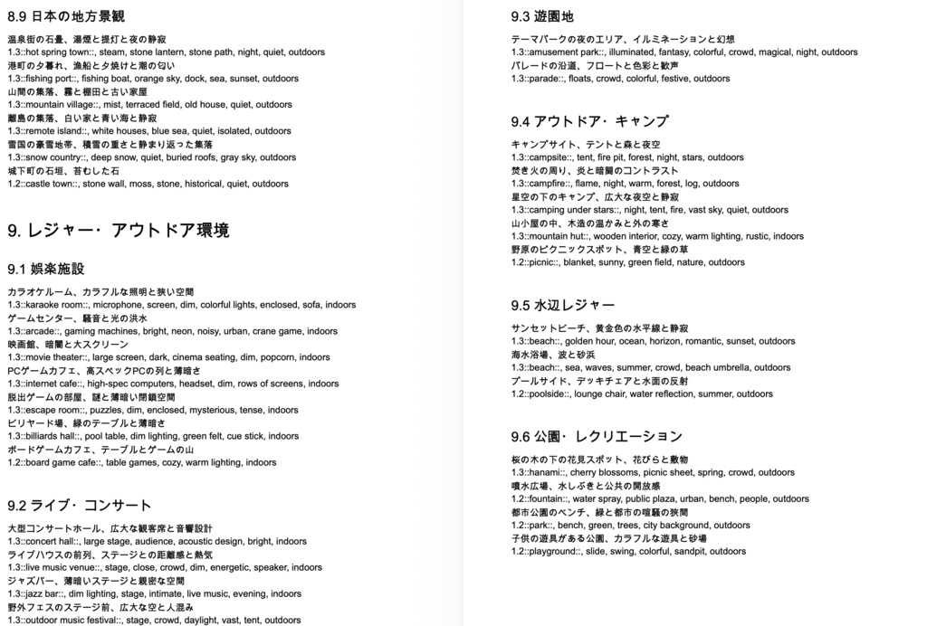 場所・イベント・シチュエーション系プロンプト辞典【NovelAIメイン】